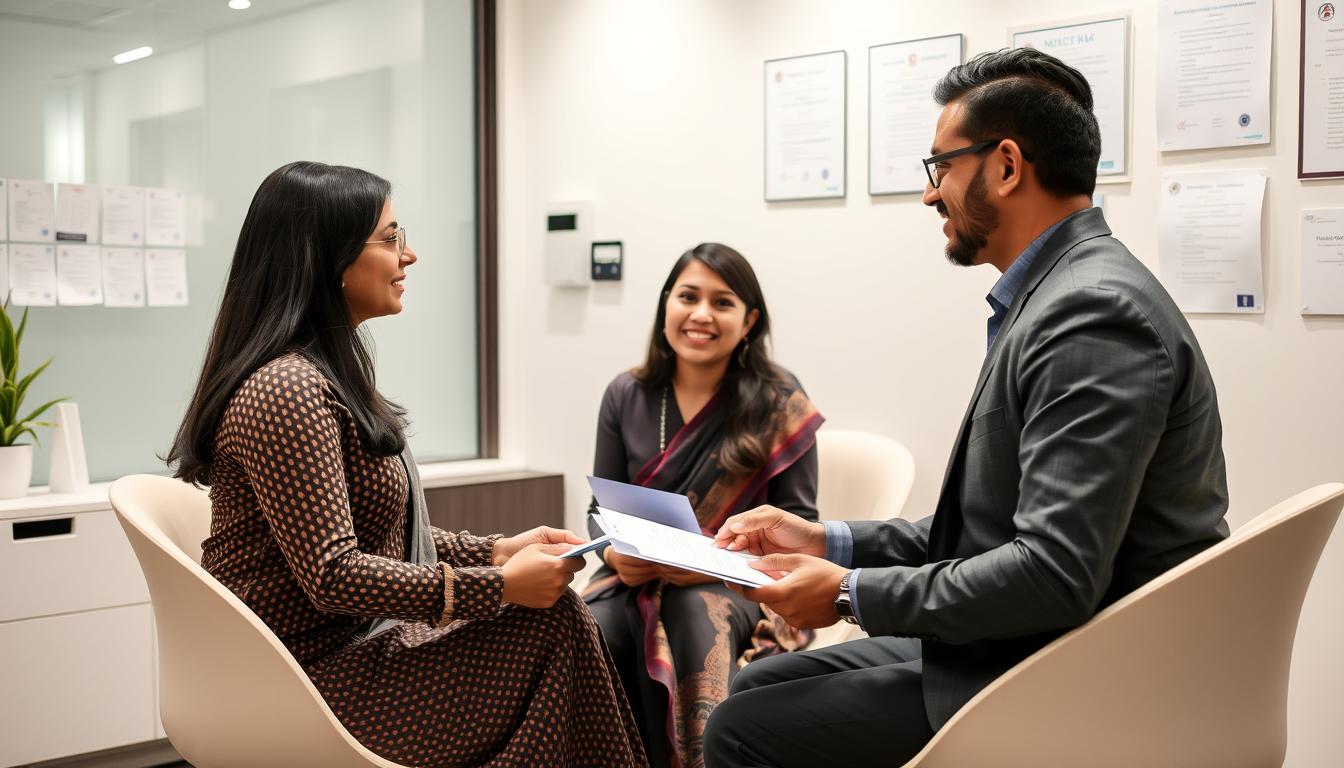 Intended parents consulting with a Best Surrogacy Agency in India representative