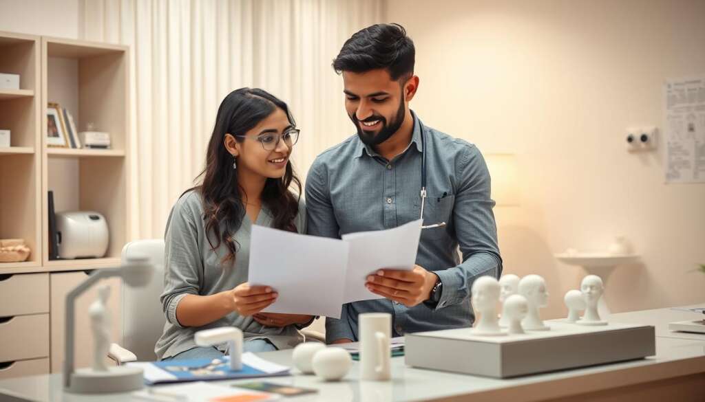 Couple discussing surrogacy options with a fertility specialist in India