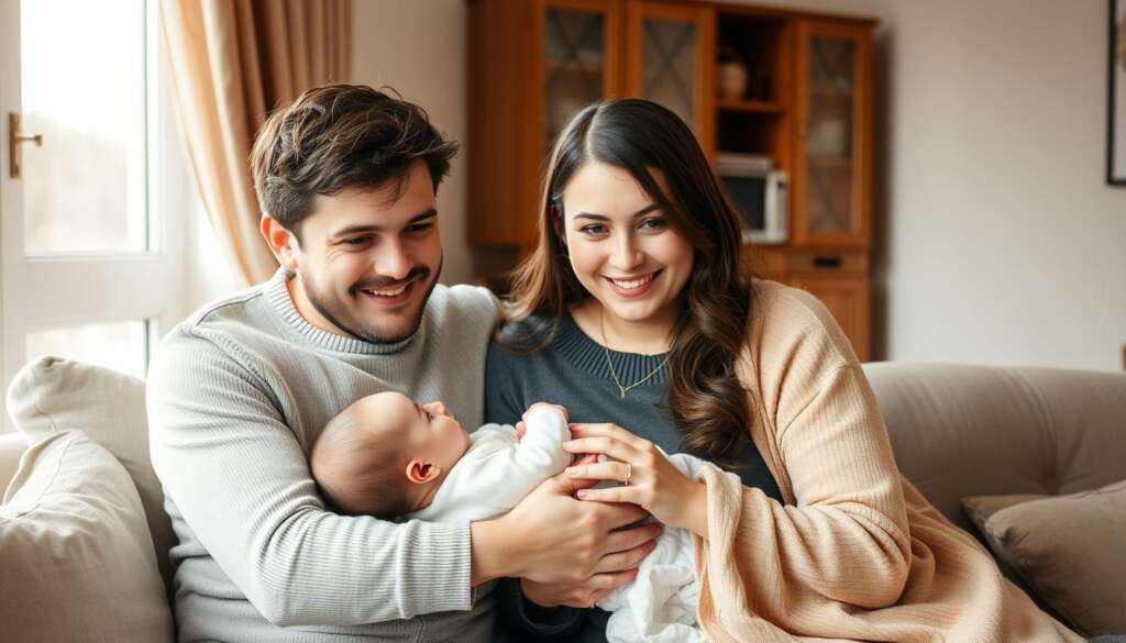 Happy family with baby born through surrogacy in Kazakhstan