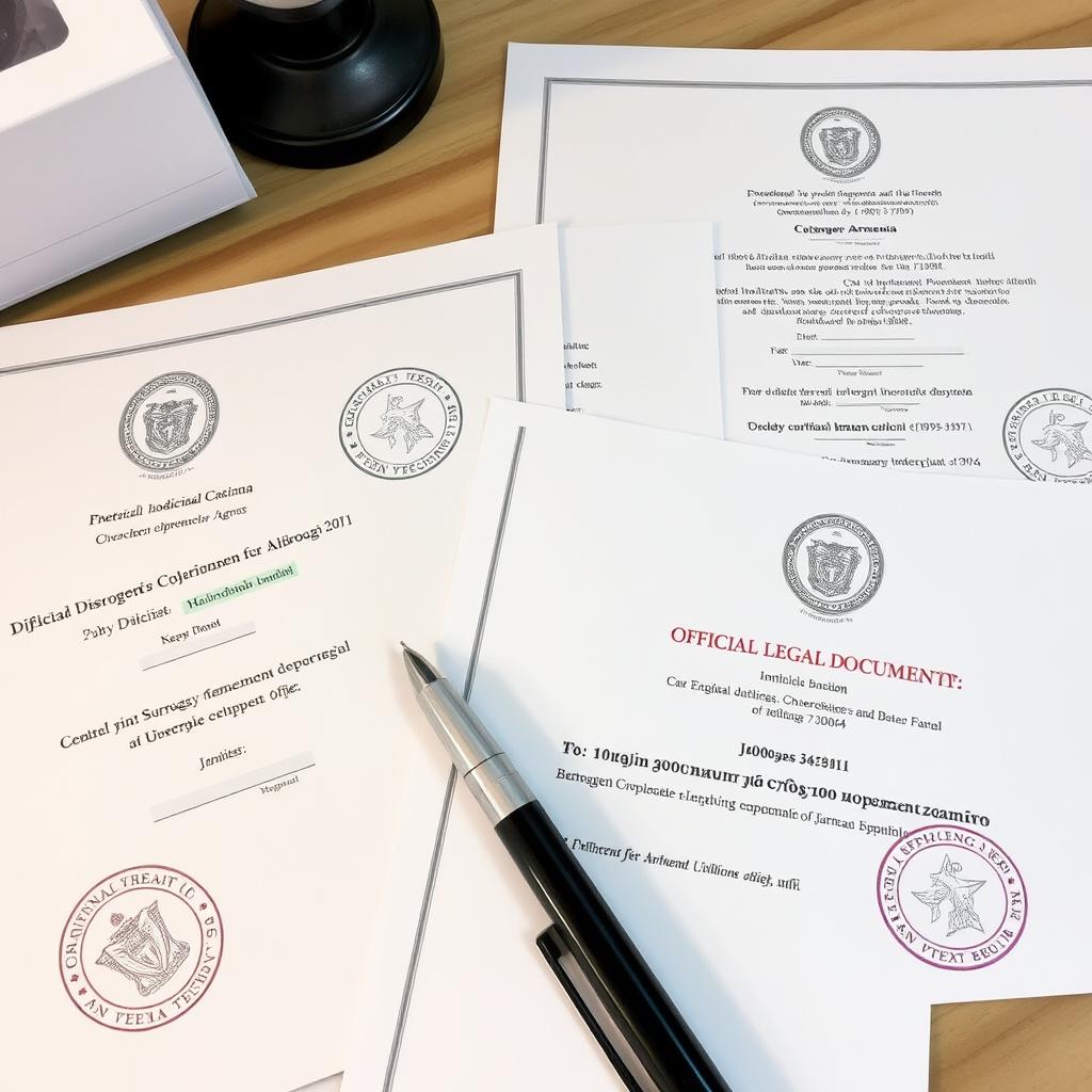Legal documents for surrogacy in Armenia with official stamps