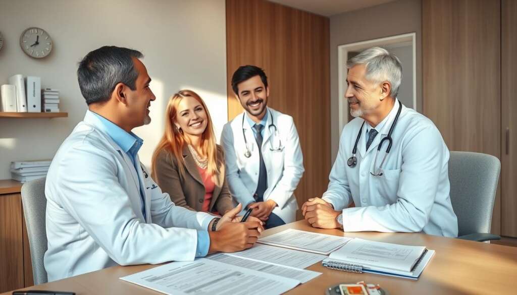 Medical professionals discussing surrogacy options with intended parents in Armenia