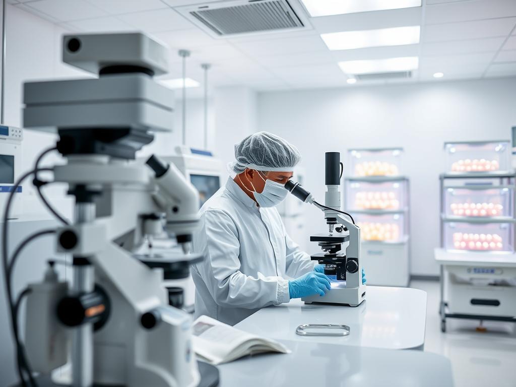 Modern IVF laboratory in Mumbai with embryologists working