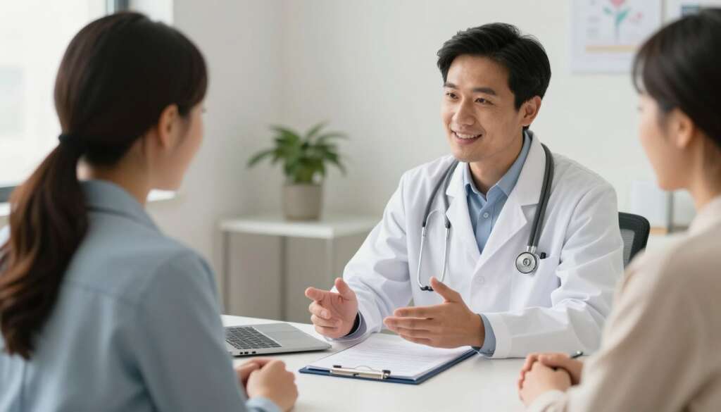 medical consultation between doctor and intended parents discussing surrogacy
