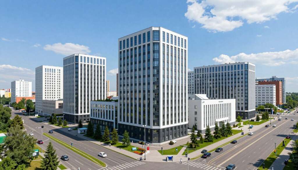 modern medical facilities and cityscape of Ukraine