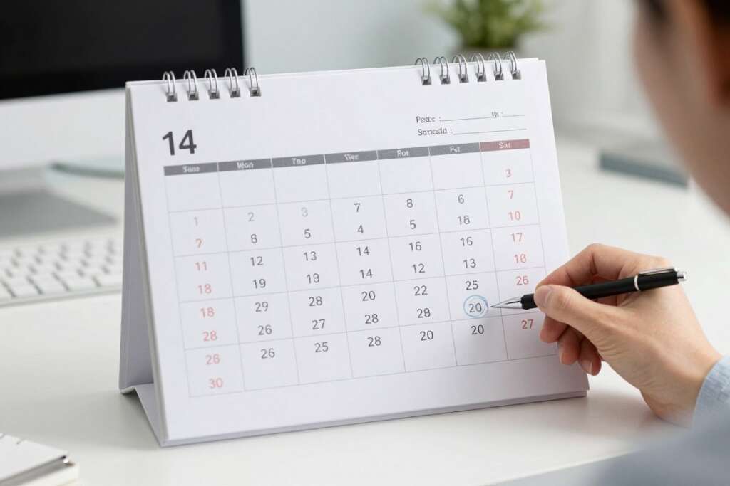 Calendar showing pregnancy test timeline after IVF embryo transfer