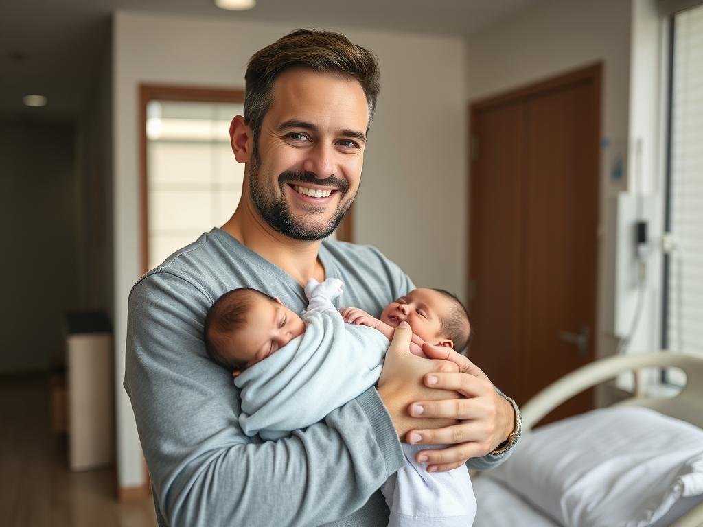 Single father with newborn after successful surrogacy in Mexico