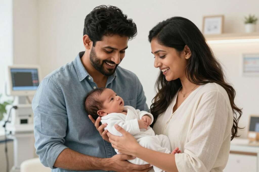 Successful IVF parents with baby in India