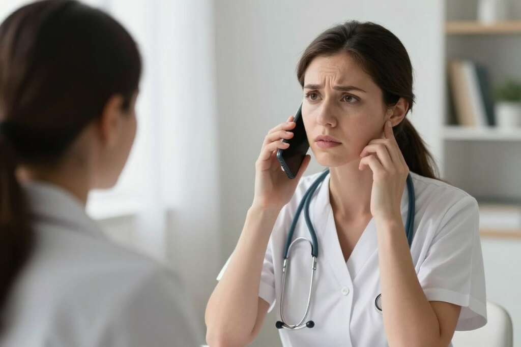 Woman calling fertility clinic with concerns after IVF