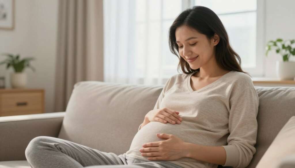 Woman experiencing early pregnancy signs after IVF treatment